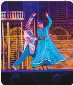 Two performers in Kathak costume enact a scene from Romeo and Juliet, showing how a Western story becomes visual poetry in Indian dance