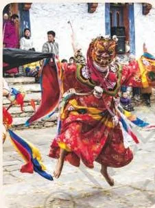 Photograph of Bardo Chham from Arunachal Pradesh, a masked dance symbolising the journey between death and rebirth