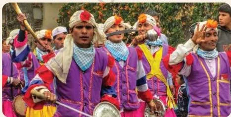 Photograph of Chholiya Nritya of Kumaon, Uttarakhand, a dance performed at weddings and in processions