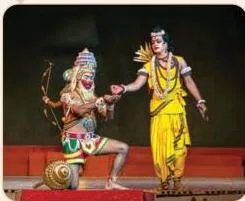 A staged scene from Ramalila, the dance-theatre tradition performed around the festival of Dussehra