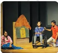 Students performing one of the chapter's two recurring scenes on a stage, as an example of scene work
