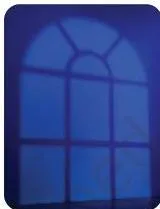 Effect of using a gobo: a profile spotlight projects a stencilled pattern like a window onto the stage, the key image in 4 Creativity in Light and Sound Class 9