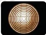 Close view of a Fresnel lens with its easily recognisable concentric rings, the feature that identifies this spotlight