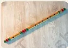 A bamboo bansuri, the Indian transverse flute known for its smooth airy sound and expressive meend slides