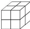 Solid cube with edges marked 2 units, divided into unit cubes, asking how many small cubes fill the larger one