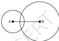 Two circles drawn on a long base that stay apart without touching, the case where the radii are too small to meet