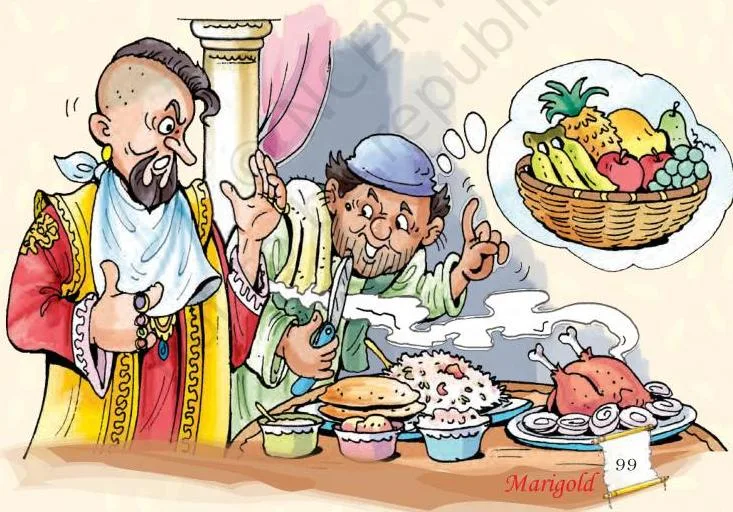 The Barber looked over the food and said “This is very good but I shall want some fruit for the dessert also.” The Sultan, in desperation, since his head was half shaved, ordered that the fruits…