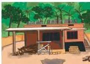 A single-storey house showing the load bearing construction
