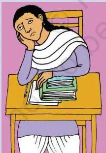 Illustration of Amritha, an engineering graduate, using an RTI application to learn why a government department delayed her job result, teaching the right to information