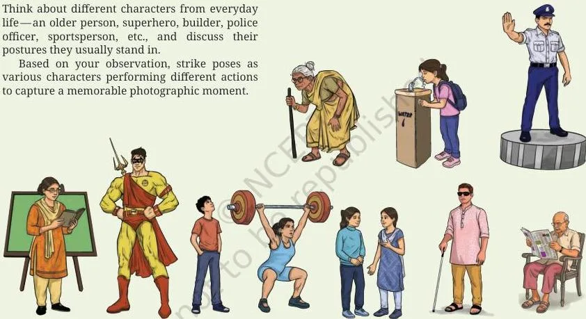 Based on your observation, strike poses as various characters performing different actions to capture a memorable photographic moment.