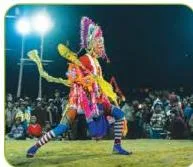 A dancer taking a deer's quick high-leaping step, one of the animal gatis taught in the Dance and Movement chapter