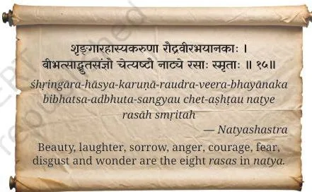 Opening illustration of the navarasa section, captioned by the book as emotions and expressions being an integral part of Indian dance