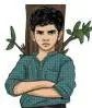 A figure rising bravely in protest to stop the destruction of trees, the scene that triggers veera, valour