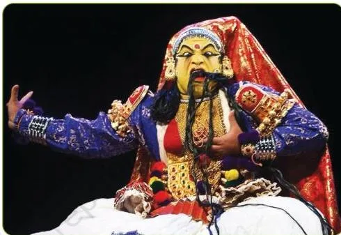 A Kathakali performer in a scene from Poothana Moksham, a classical performance pleasing to varied tastes