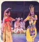 A Sattriya dancer as Krishna, in costume with a gentle expression, blending appearance with projected emotion