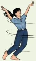 Dancer turning with both hands spread in the air, teaching the second pirouette named in the chapter's spin list