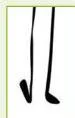 Stick figure showing the toe of one foot pointed to the front and to the back, teaching the toe-front and toe-back foot positions