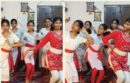 Students watching different Indian dances to observe hip movements, the first step of Activity 12.1