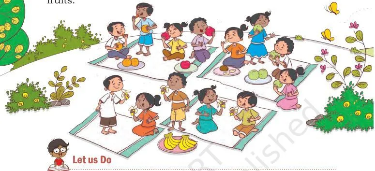 Children are having a fruit party.