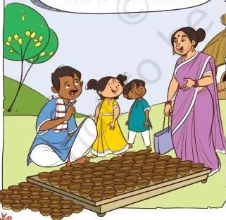 Let me count how many *diyas* are left now? 1, 2, 3...