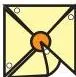 A paper windmill shape with four corners, each corner marked for a pin hole, ready for folding