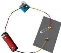 Vidyut's circuit with a cell, wires, a switch and a lamp, assembled so that the lamp does not glow even after the switch is closed