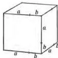 A cube of edge a plus b, showing the length of each edge as the sum of a and b before the cube is split into smaller parts