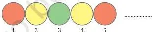 A sequence of coloured traffic-light circles repeating in order, with the colour at positions 90, 190 and 343 to be found