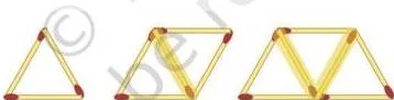 Matchstick triangles separated into horizontal sticks and diagonal sticks to count the pattern in two orientations