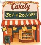 Two bars comparing a 200 rupee cake: successive 30 and 20 percent discounts give 112 rupees, one 50 percent discount gives 100 rupees