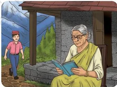 An old house on the Himalayan slopes, the setting of Scene 1 where a grandmother and her grandson talk