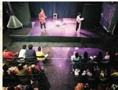 The spirit of theatre — the opening illustration of From Page to Stage, Class 8 Kriti Chapter 3, evoking the energy and teamwork of putting on a school play