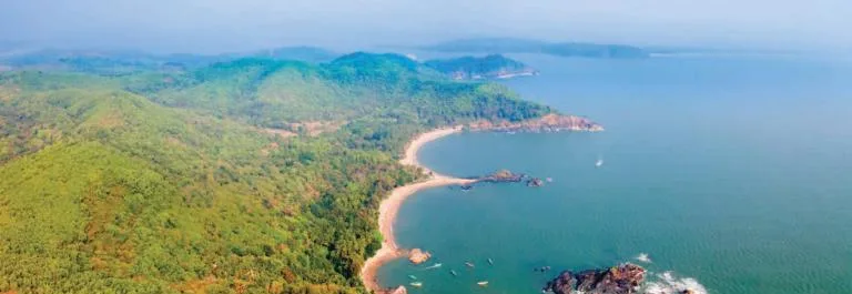 Aerial view of the west coast showing the Western Ghats rising very close to the Arabian Sea