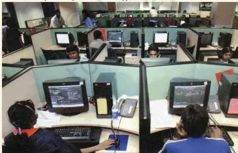 This is a call centre in Bengaluru, equipped with telecom facilities and access to the Internet to provide information and support to customers abroad.