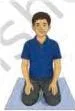 Small illustration of the yogasana Bhujangasana, paired with its benefit of reducing back stiffness