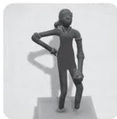 Small bronze figurine of a dancer from Mohenjo-Daro, 2600 BCE, cast with the lost-wax technique with its feet not visible