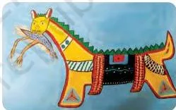 Student artwork inspired by Kalighat painting