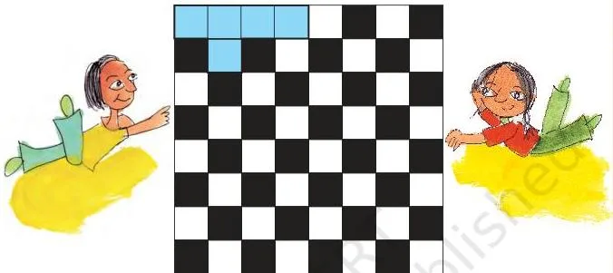 A chessboard showing eight rows and eight columns, the board on which players place five-square shapes without overlap