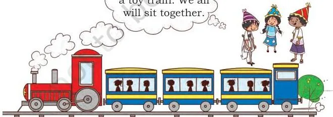3 of us can sit in a toy train.