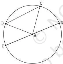 A circle with centre A marked, a chord BC joining two points on the circumference, and the angle the chord subtends at the centre