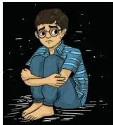 Harsha hesitating at the dark backyard gate, showing a main character whose goal is solving a mystery but whose personal problem is fear of darkness