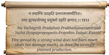 A printed page of the Natyashastra stanza about wrongly planned productions, from Chapter 5 Poorvaranga