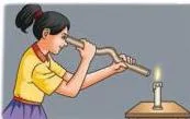Viewing candle flame through (a) a straight pipe (b) a bent pipe