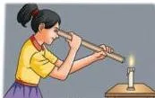 You could see the candle flame through a straight pipe but not through a bent pipe.