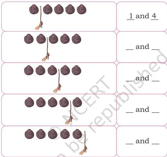 Follow the pattern and write the number pairs separated by the stick.