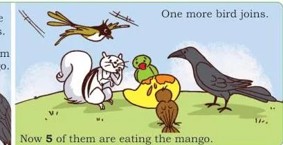 Now 4 of them are eating the mango.