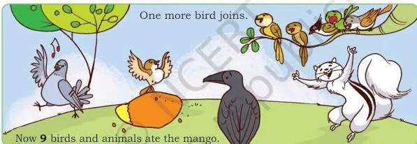 Now 8 of them are eating the mango.