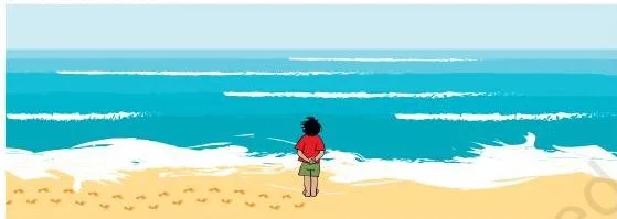Bala is standing on the sea-coast and looking at the vast sea.
