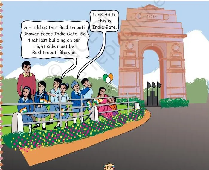There are lots of people sitting on both sides of Rajpath, the main road along which the parade passes.