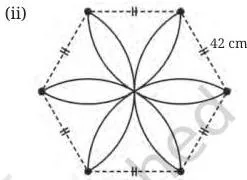 The centres of the arcs are the vertices of the hexagon